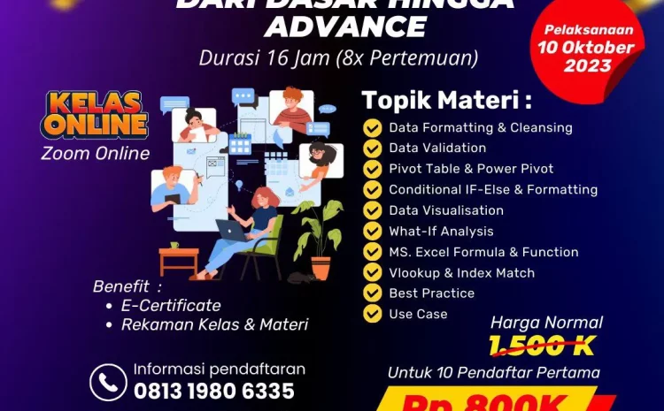  Mahir Microsoft Excel dari Dasar Hingga Advance – Kelas Online Zoom